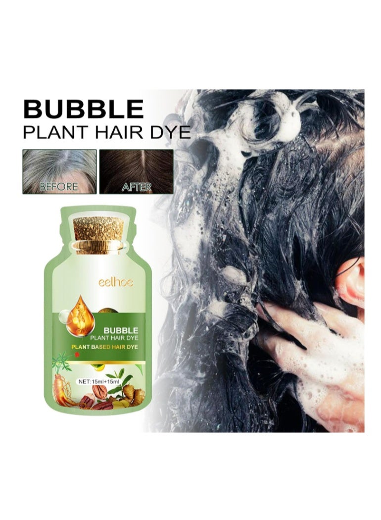Eelhoe Bubble Plant Hair Dye Black Tea (15ml+15ml) x10 Pcs – Natural Herbal Hair Color Kit - Image 2